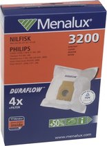 Menalux 3200 - 4 stuks  - Cilinderstofzuigerzak geschikt voor Nilfisk en Philips