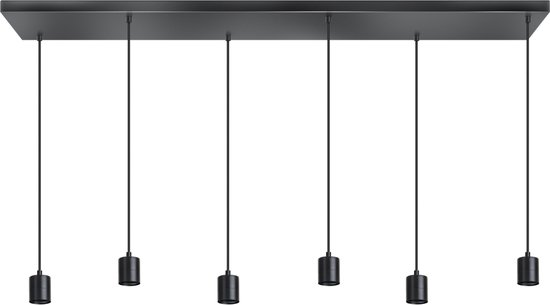 ETH Origin hanglamp balk 6x E27 1300x250x25mm 200cm kabel zwart zonder glas