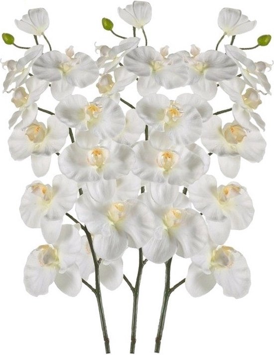 3x Witte kunst Orchidee tak 100 cm - Kunstbloemen