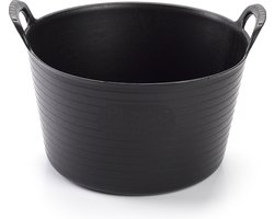 Plasticforte flexibele emmer/kuip - zwart - kunststof - rond - 15 liter - 24 x 24 x 15 cm - wasmanden - tuinafval - speelgoed