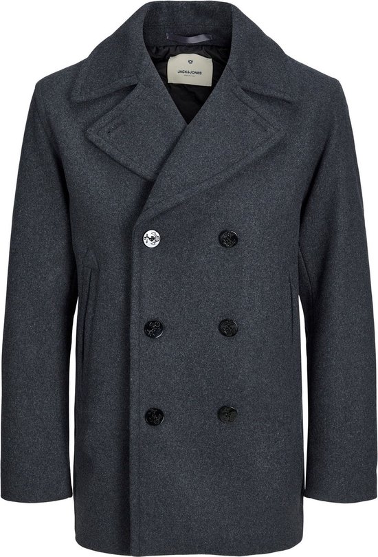 Jack & Jones - Heren Jas winter Captain Wool Peacoat Jacket - Grijs - Maat L