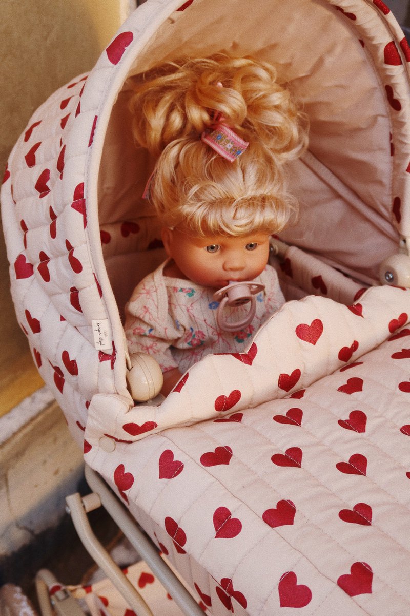 Konges Sløjd Poppenwagen Doll Pram Vintage Opvouwbaar Amour Rouge