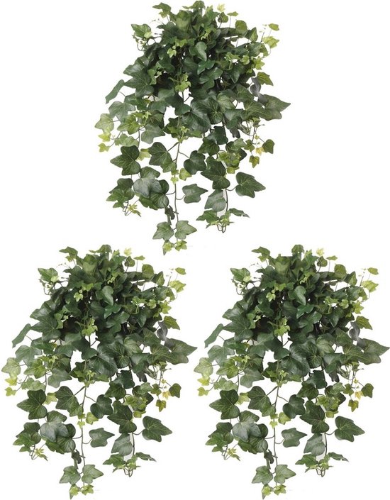 3x Groene Hedera Helix/klimop kunstplant 65 cm voor buiten - UV kunstplanten/nepplanten - Weerbestendig