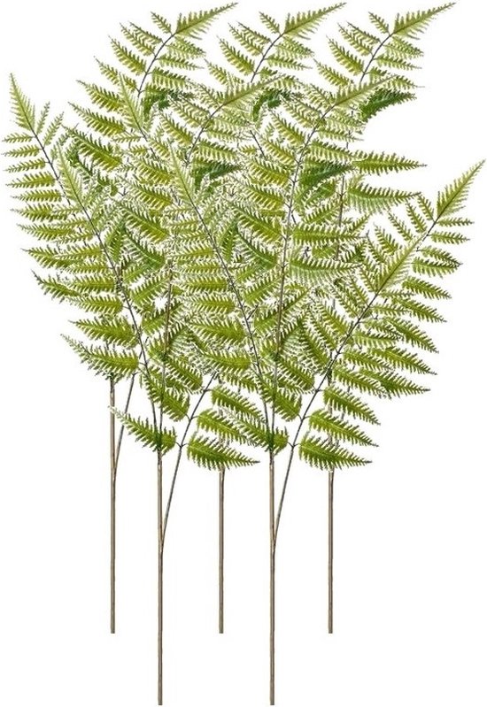 5x Groene kunst boomvaren tak 85 cm - Kunstbloemen