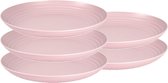 Set van 10x stuks rond kunststof borden oud roze 25 cm - Herbruikbaar - Dinerbord - Barbecuebord - Campingbord