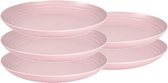 PlasticForte Bord - Set van 10x stuks - D25 cm - roze - kunststof - rond - camping bord - dinerbord