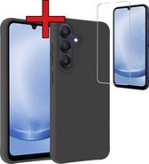 Hoesje Geschikt voor Samsung A25 Hoesje Siliconen Case Hoes Met Screenprotector - Hoes Geschikt voor Samsung Galaxy A25 Hoes Cover Case - Zwart
