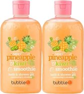 BubbleT | Bad & Doucheschuim | Ananas & Kiwi (500ml) | 2 stuks | Ananas & Kiwi Smoothie Body Douche gel | Kleurrijk | Vrolijk Douchen | Geur & Kleur