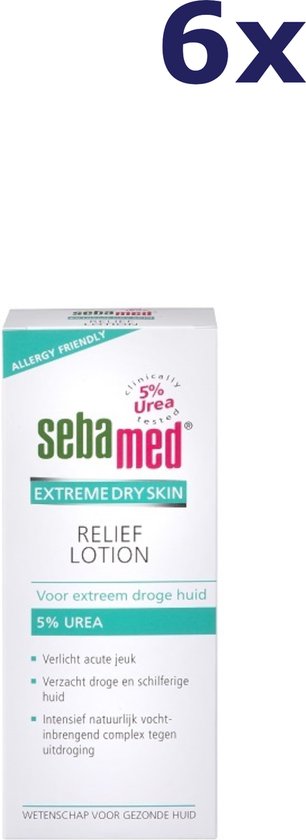 Fles Sebamed Relief Lotion 5% Urea voor extreem droge huid.