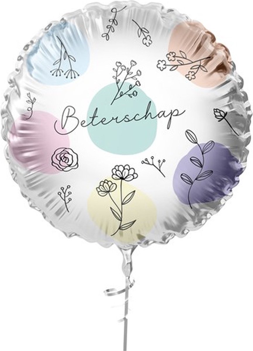 Folieballon bloemen Beterschap Ø45cm.