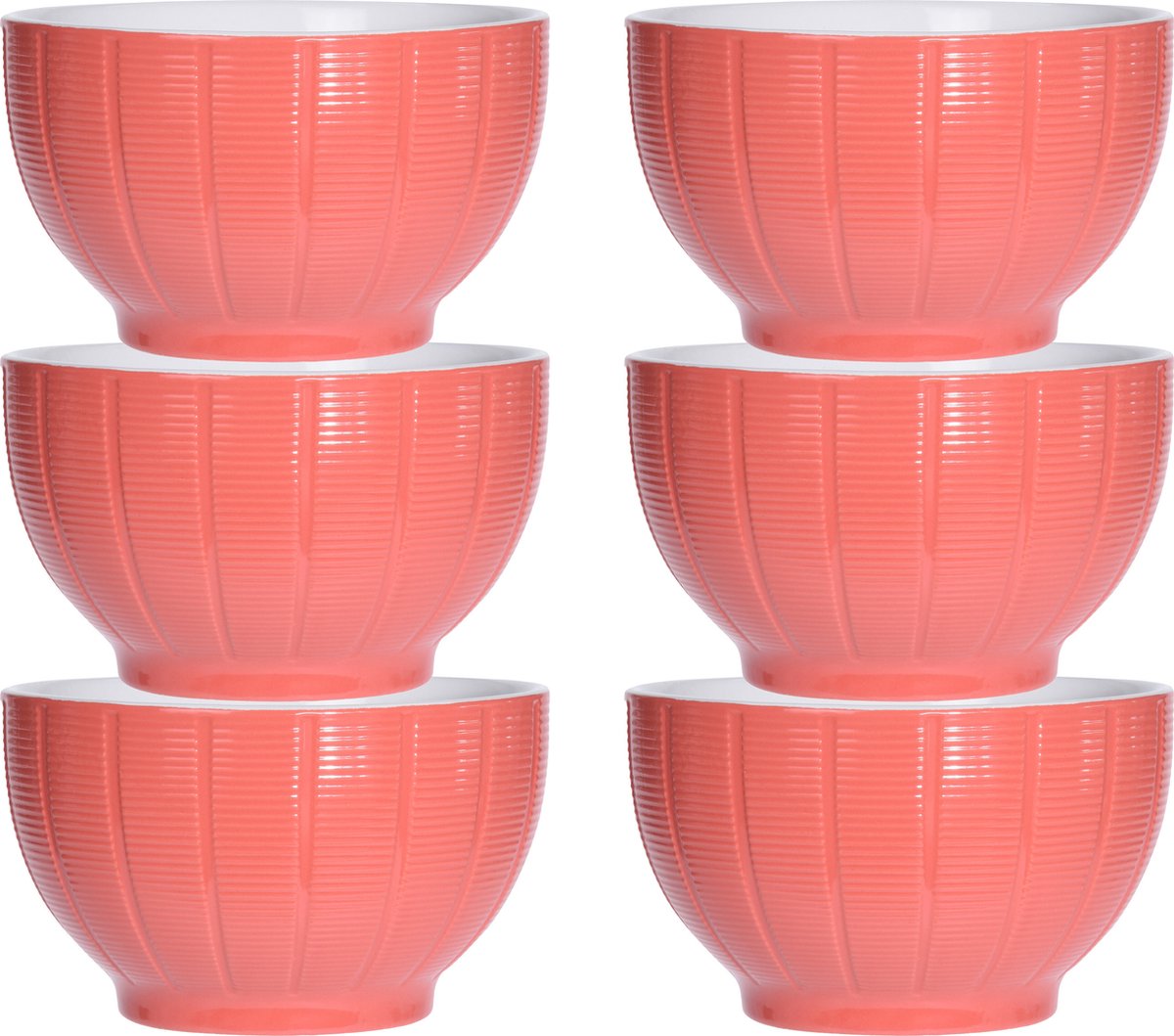 Excellent Houseware Soepkommen serveer schaaltjes 6x Venice keramiek D14 x H8 cm steenrood