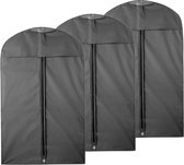 Reis kledinghoes met rits - 3x - zwart - kunststof - 100 x 60 cm - kleding netjes houden - Kledinghoezen