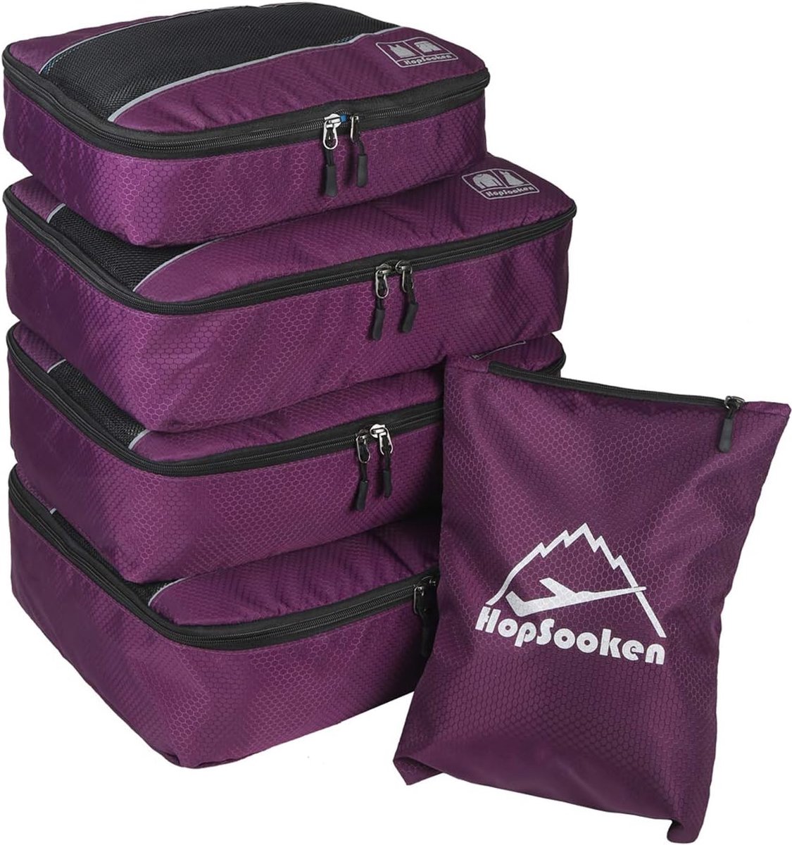 5-delige kofferorganizer-voordeelset Verpakkingsblokjes, verpakkingsblokjes, inpakzakken, reisorganisator voor georganiseerde bagage, vakantie, reizen (paars)