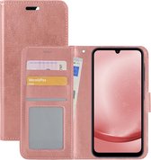 Hoes Geschikt voor Samsung A25 Hoesje Book Case Hoes Flip Cover Wallet Bookcase - Rosé goud