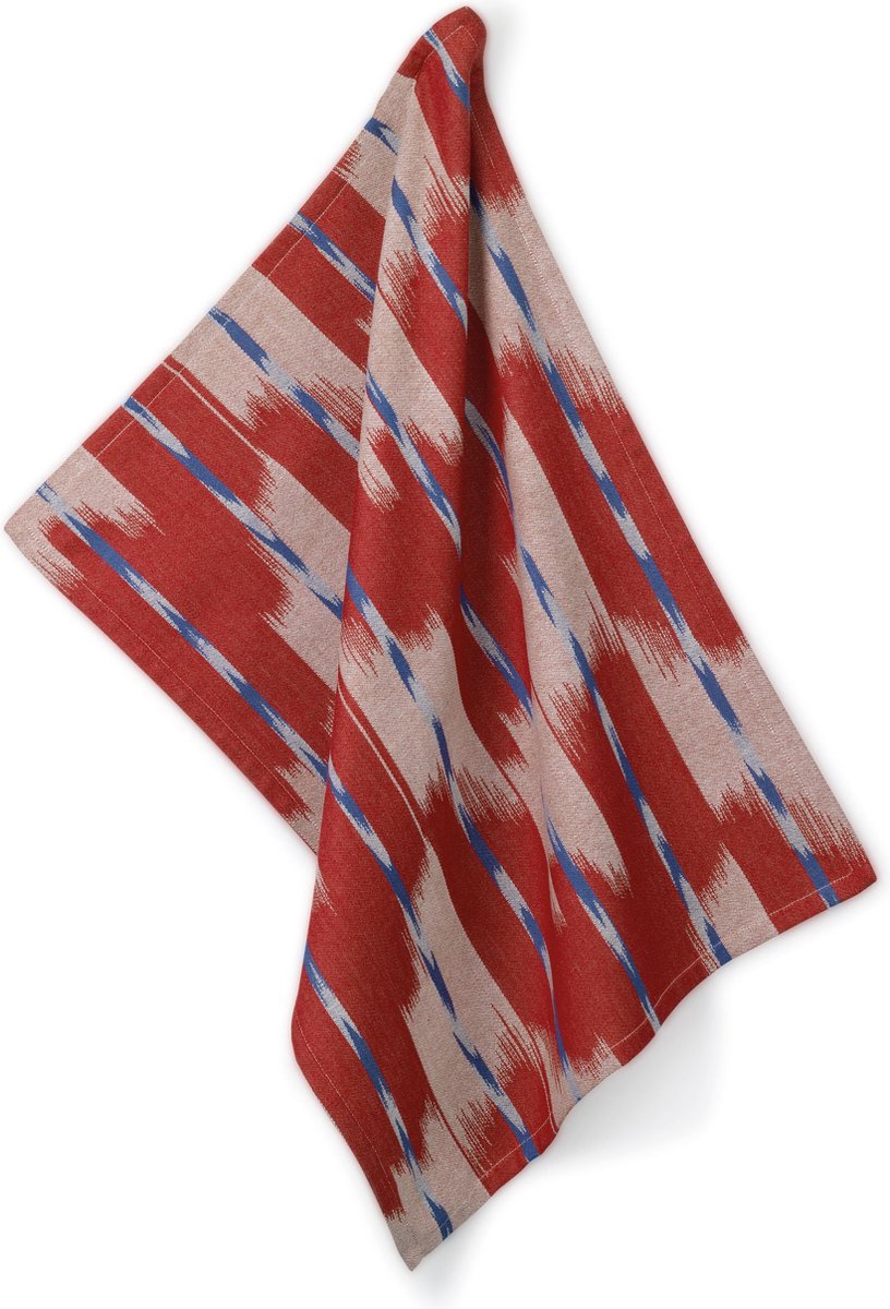Kela Keuken - Ethno Theedoek Set van 4 Stuks - Kunststof - Rood
