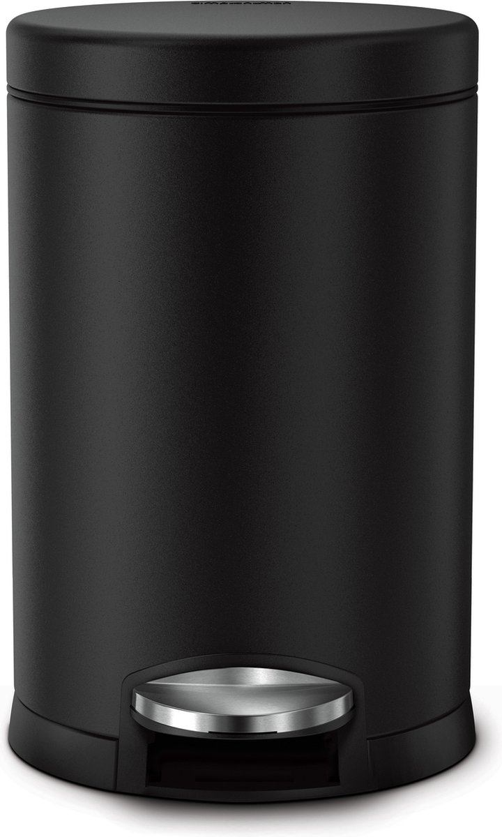 Simplehuman - Prullenbak Rond 4,5 liter - Zwart - Roestvast Staal
