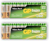 GP Super Alkaline Batterijen AAA | Set van 2 - 12 stuks elke Set | LR03/1.5 V Batterijen | Alkali-Manganese Technologie!