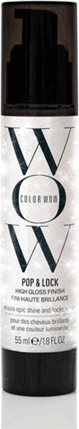 Een flesje Color Wow Pop & Lock High Gloss Finish met een pompdispenser, 55 ml.