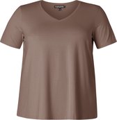 BASE LEVEL CURVY Alba T-Shirts - Dark Taupe - maat 5(58/60)