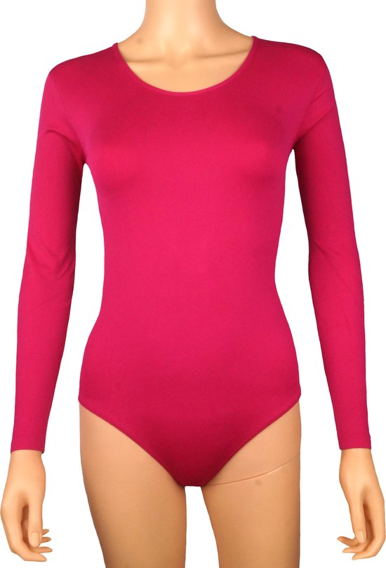 Foto: Dames body j c met lange mouw slipmodel fuchsia maat l xl