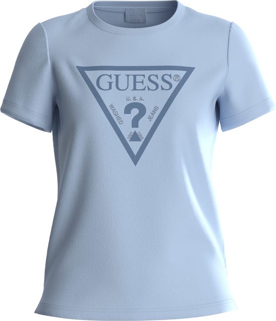 Guess SS CN Vintage Logo Stones Tee Dames T-Shirt - Arctic Sky - Maat XS