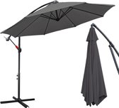 Zweefparasol - Parasol - Ø350 cm - Donkergrijs- 360° draaibaar - Grijs - 3.5 meter doorsnede- incl. tuinparasol 360° draaibare terrasparasol vrijdragende parasol strandparasol zonbescherming UV-bescherming