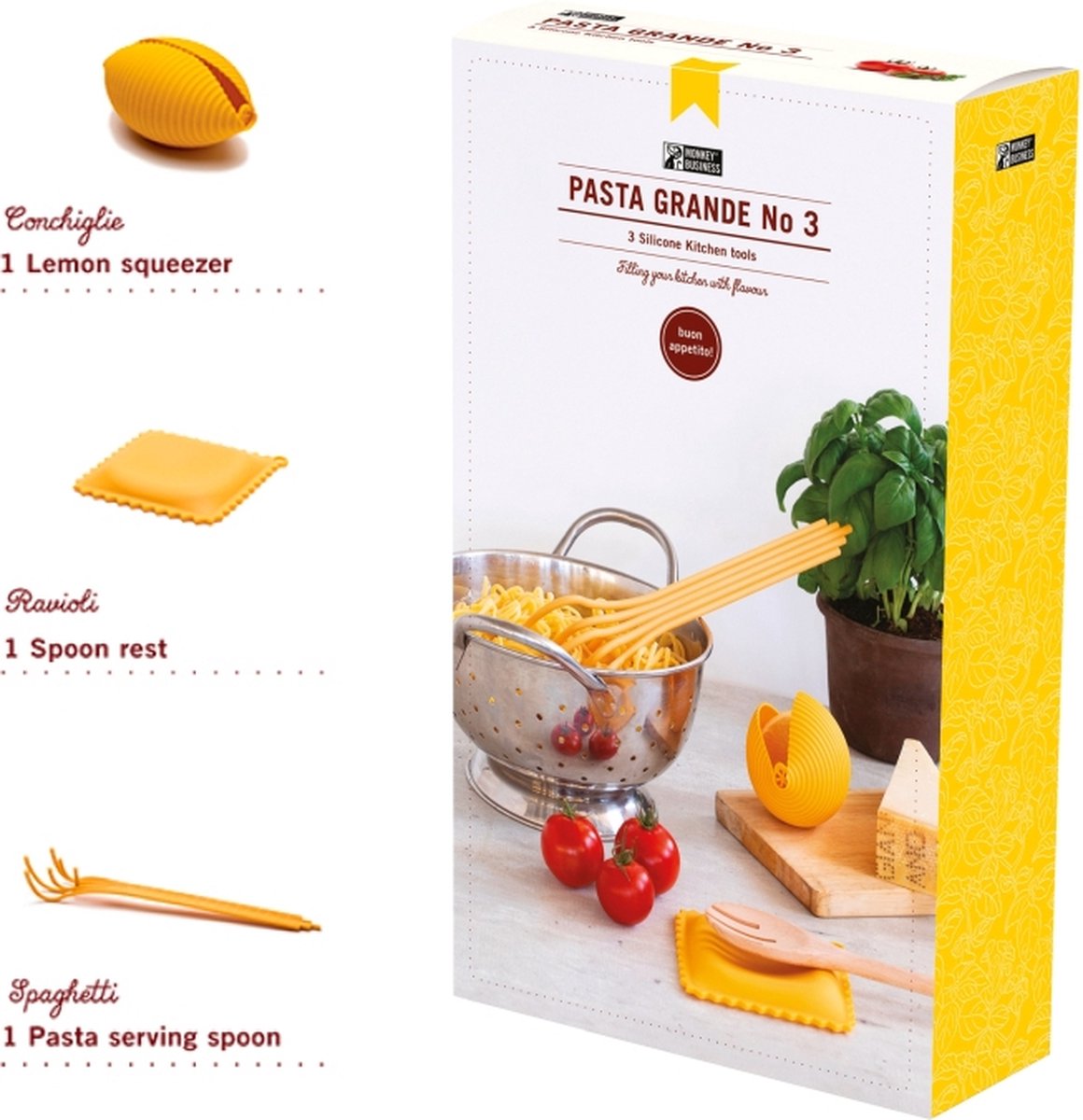 Monkey Business Keukenhulpjes Pasta Grande No. 3 set van 3