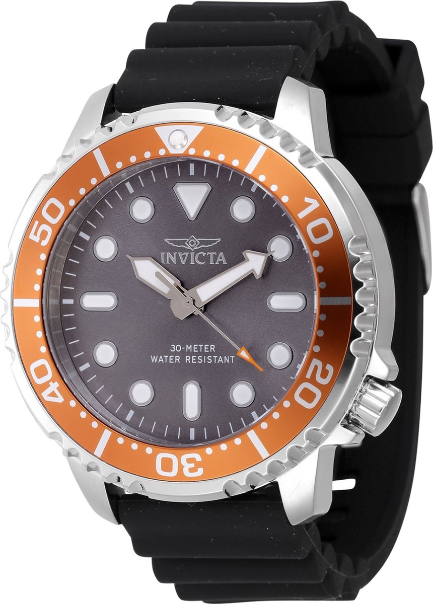 Invicta Pro Diver 47224 Heren Horloge - Waterdicht - Analoog - Quartz Uurwerk - Roestvrij Staal met grijze Wijzerplaat - 48mm
