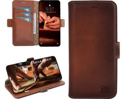 Bouletta geschikt voor Samsung Galaxy S24 lederen BookCase hoesje - Burned Cognac