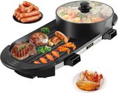 Bol.com SureDeal® - Grillplaat - BBQ - Pan - 2-in-1 - Grill apparaat voor op tafel - Gourmet - Anti-aanbaklaag - 67 centimeter -... aanbieding