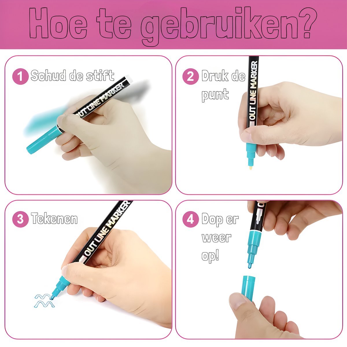 6 Regenboog Glitter Gelpennen - 6 Kleuren Gekleurde Magische Glitterstiften Voor Kinderen om in te Kleuren (Gemengde