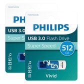 Philips FM51FD001B Clé USB Vivid Edition - 512 Go - USB A 3.0 - LED - Blue Ocean - Paquet de 2
