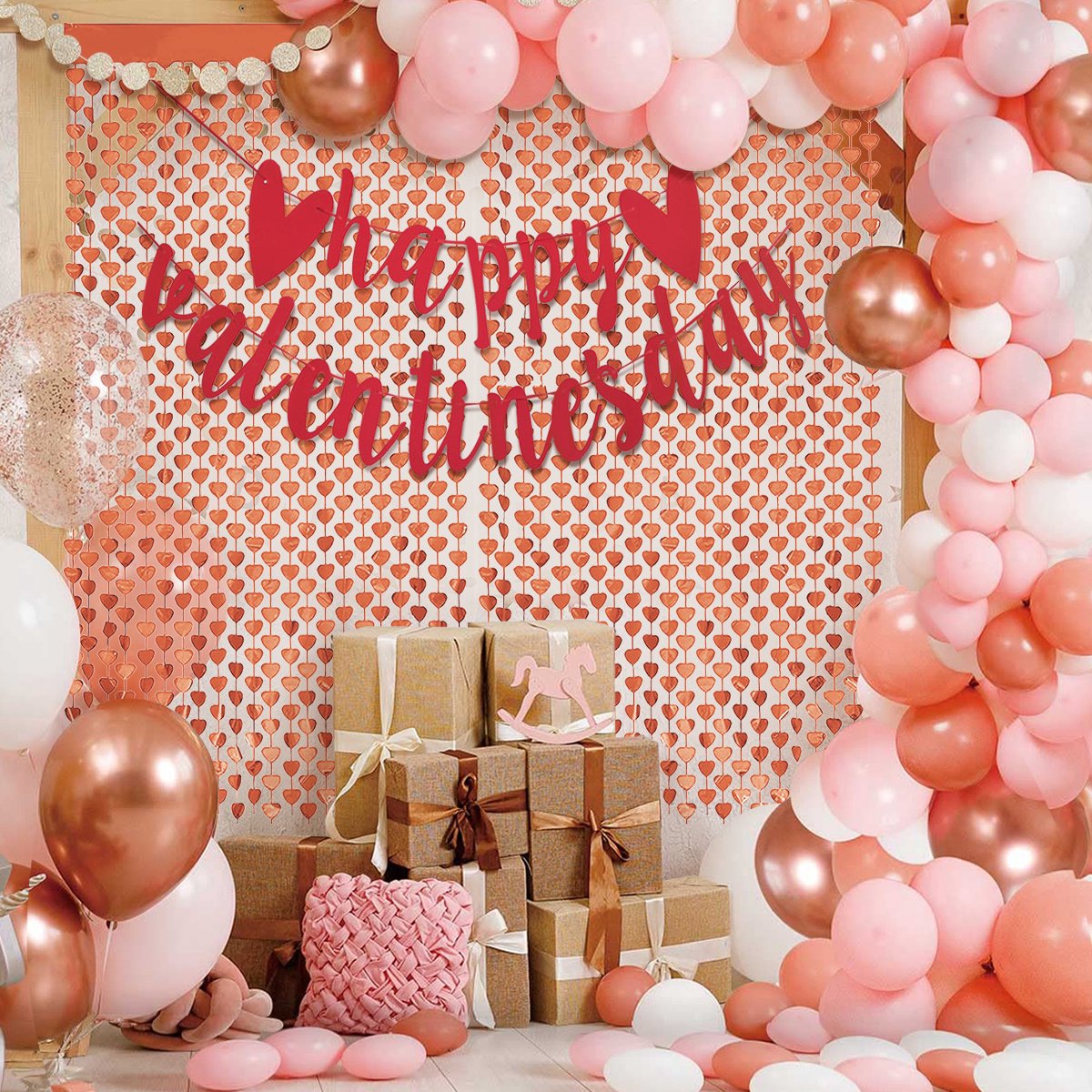 HOWAF Hartslinger, rood, 3D hart, plafondhanger, slinger, hangdecoratie, raam, deur, plafond, decoraties voor Valentijnsdag, decoratie