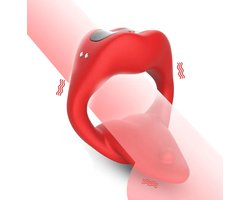 Multifunctionele vibrerende mond penis ring - 4 in 1 Tong vibratie - Scrotum - Anaal - Cockring vibrator - Elastisch - One size