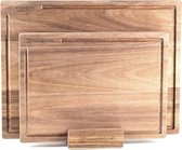 Snijplank set van 2 – hoogwaardige snijplanken van acaciahout – houten plank keuken groot met sapgroef, keukenplank, massieve snijplank