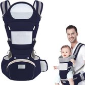 Draagzak Ergonomisch, Draagzak met Multiposition Hip Seat Hoofdsteun en Kap, Lichtgewicht Ademend Zuiver Katoen voor Baby's en Kinderen van 0-36 Maanden (Minder dan 25kg)