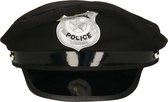 Atosa Carnaval verkleed Politie agent hoedje - zwart/zilver - voor volwassenen - Politie thema
