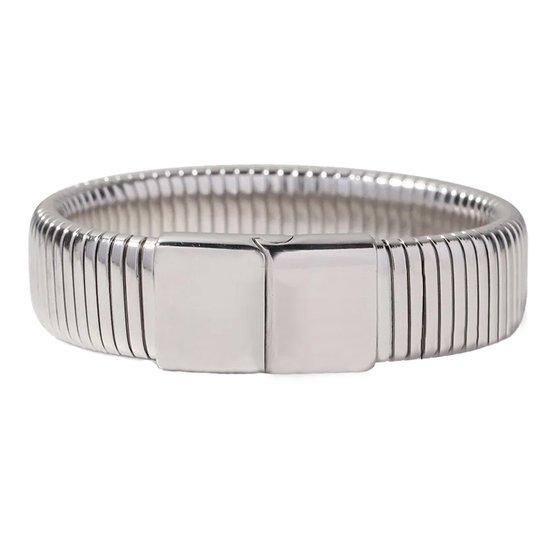 Marama - armband Luna RVS - bangle - nikkelvrij - brede damesarmband - zilverkleurig
