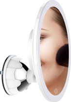 Cosmetische Spiegel 10-voudige Vergroting - Sterke Zuignap - 20 cm Breed - Make-up - Vergrotingsspiegel met Verblindingsvrije Verlichting (wit) - Scheerspiegel