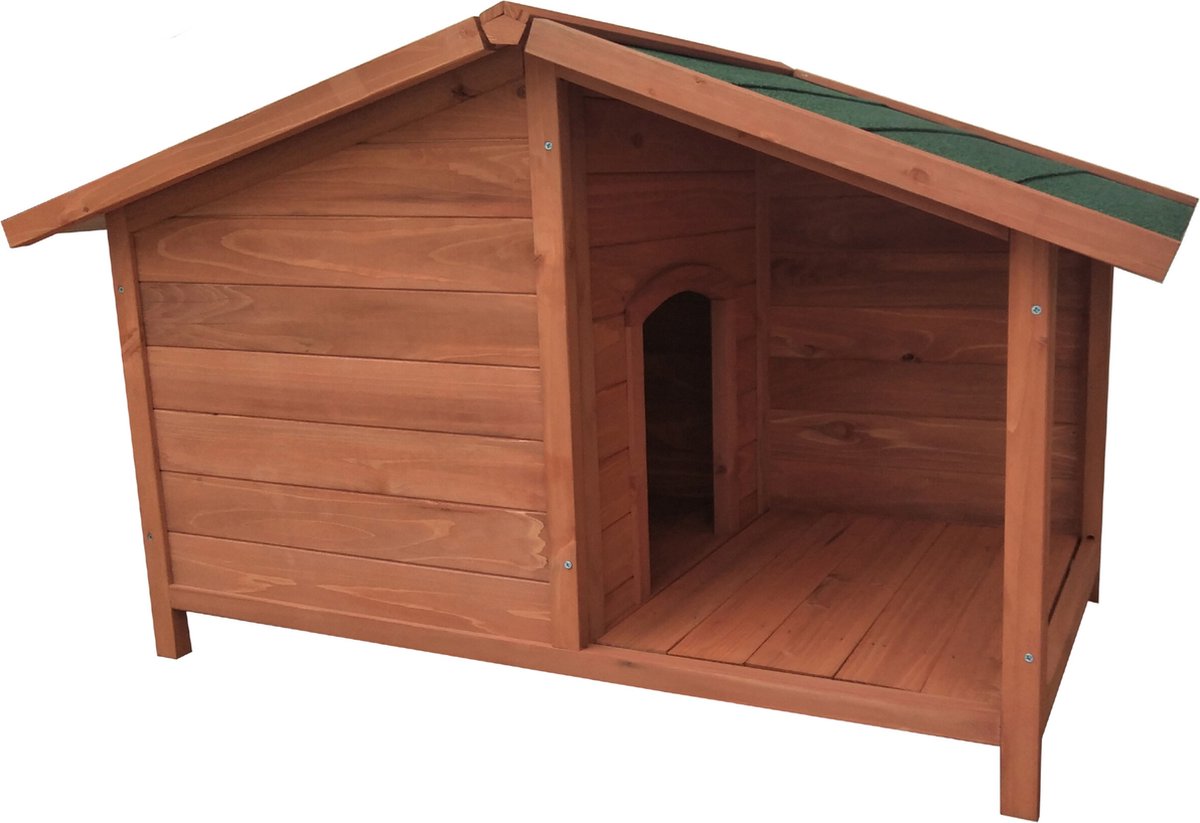 MON JARDIN" Hondenhok met patio van grenenhout 102x64xH65 cm