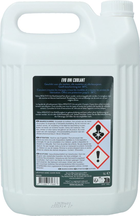Valma W58 EVO Uni Liquide de refroidissement -38 5 litres
