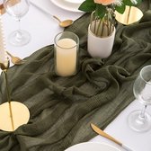 Tafelloper mousseline olijfgroen 4m zijden doek tafelloper kaasdoek stof bruiloft 80cm
