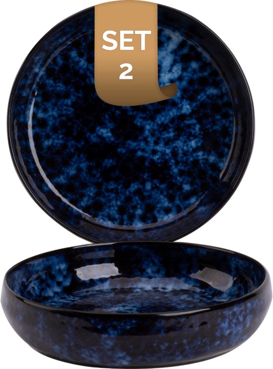 Palmer Bord diep Bama Blue 22 cm Blauw Stoneware 2 stuk(s)