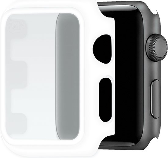 Telefoonglaasje Hoesje met screenprotector - Geschikt voor Apple Watch 1\ Apple Watch 2\ Apple Watch 3 - 38mm - Wit