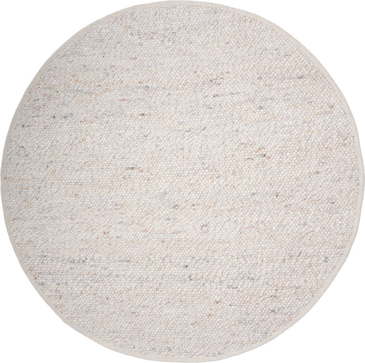 Veer Carpets Vloerkleed Stone Beige 215 - Rond ø200 cm - Wollen Design Vloerkleed in Scandinavische / Japandi Stijl