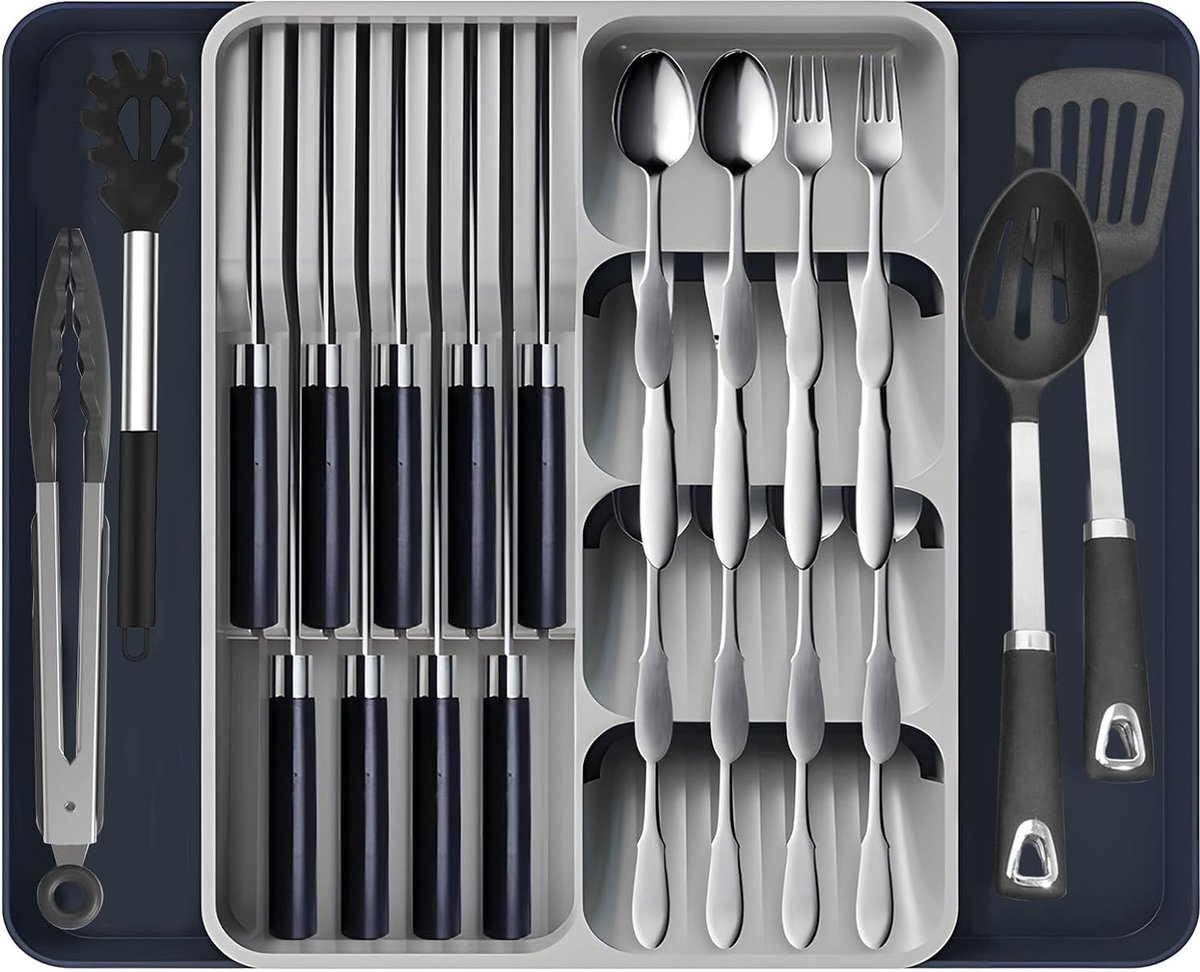 Bestekbak Voor Laden, Uitbreidbare Grote Bestekbak Voor De Keuken Verstelbare Bestekbak Voor Laden Kunststof Keukenaccessoires Scheidingsinzetstuk Groot Groen En Wit Bestekbak Voor Laden, Uitbreidbare Grote Bestekbak Voor De Keuken Verstelbare Bestekbak Voor Laden Kunststof Keukenaccessoires Scheidingsinzetstuk Groot Groen En Wit