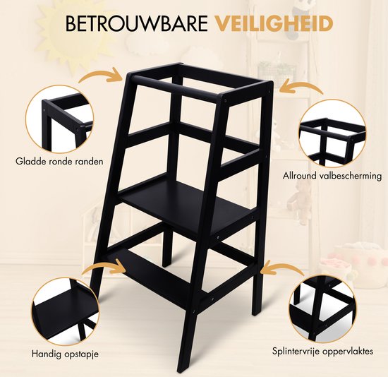 Dastium Kids Leertoren – Montessori Keukenhulp – Zwart