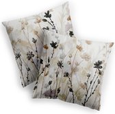 LUEAXRG Farmhouse Cushion Covers 40 x 40 cm Set of 2 for Rustic Home Decorations Modern Sofa Wild Flowers Throw Cushion Cover Flower Throw Pillow Covers Decoration for Couch Sofa Bed