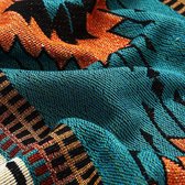 Boho deken, bankdeken met kwast, Azteekse etnische stijl, omkeerbare deken, bankdeken, dagdeken, voor thuis, kantoor, reizen, tenten (bosgroen, 180 x 230 cm)