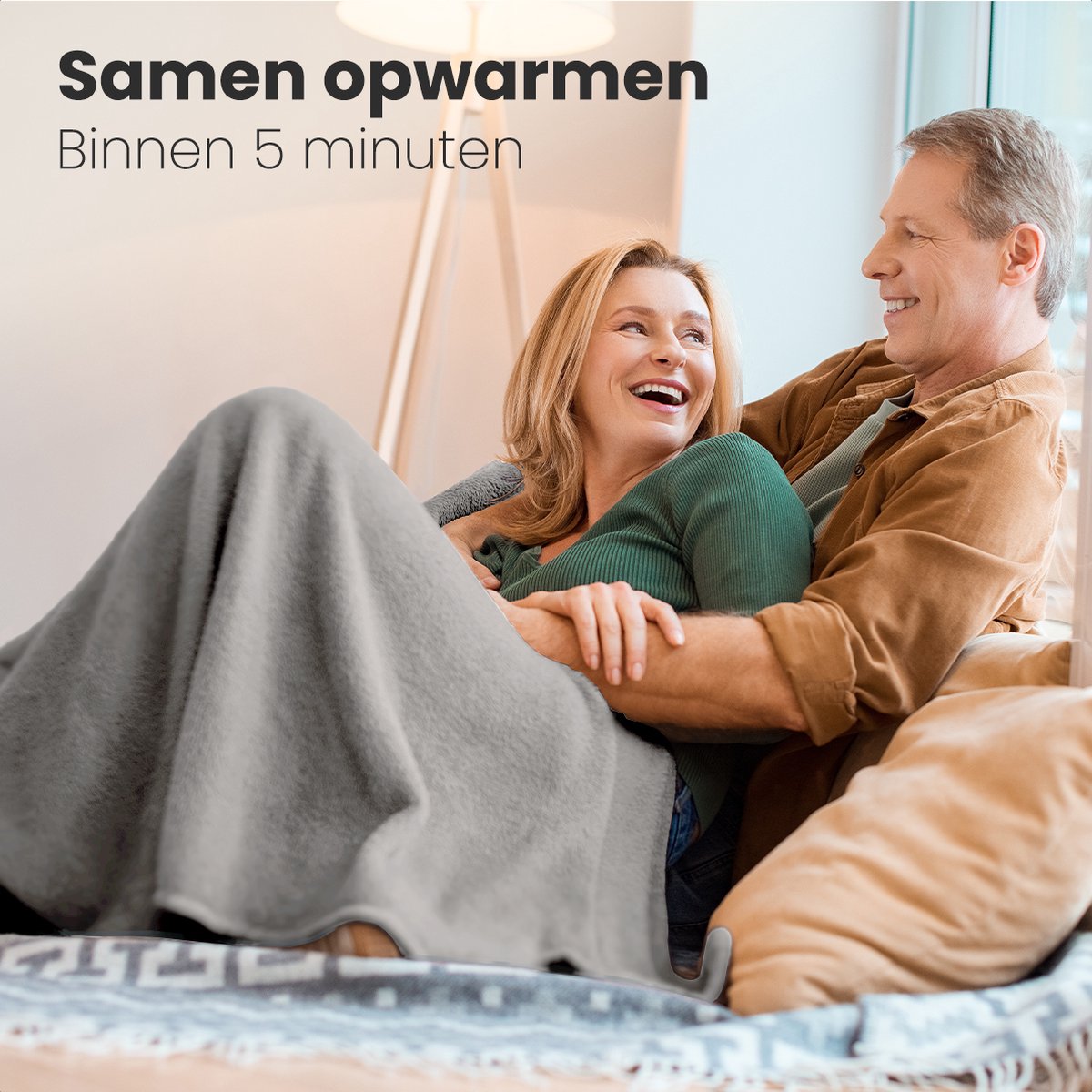 Afbeelding 3 van Auronic Elektrische Deken - Warmtedeken - 9 Warmtestanden - 2 Persoons - 200x150 - Verwarmingsdeken - Licht Grijs